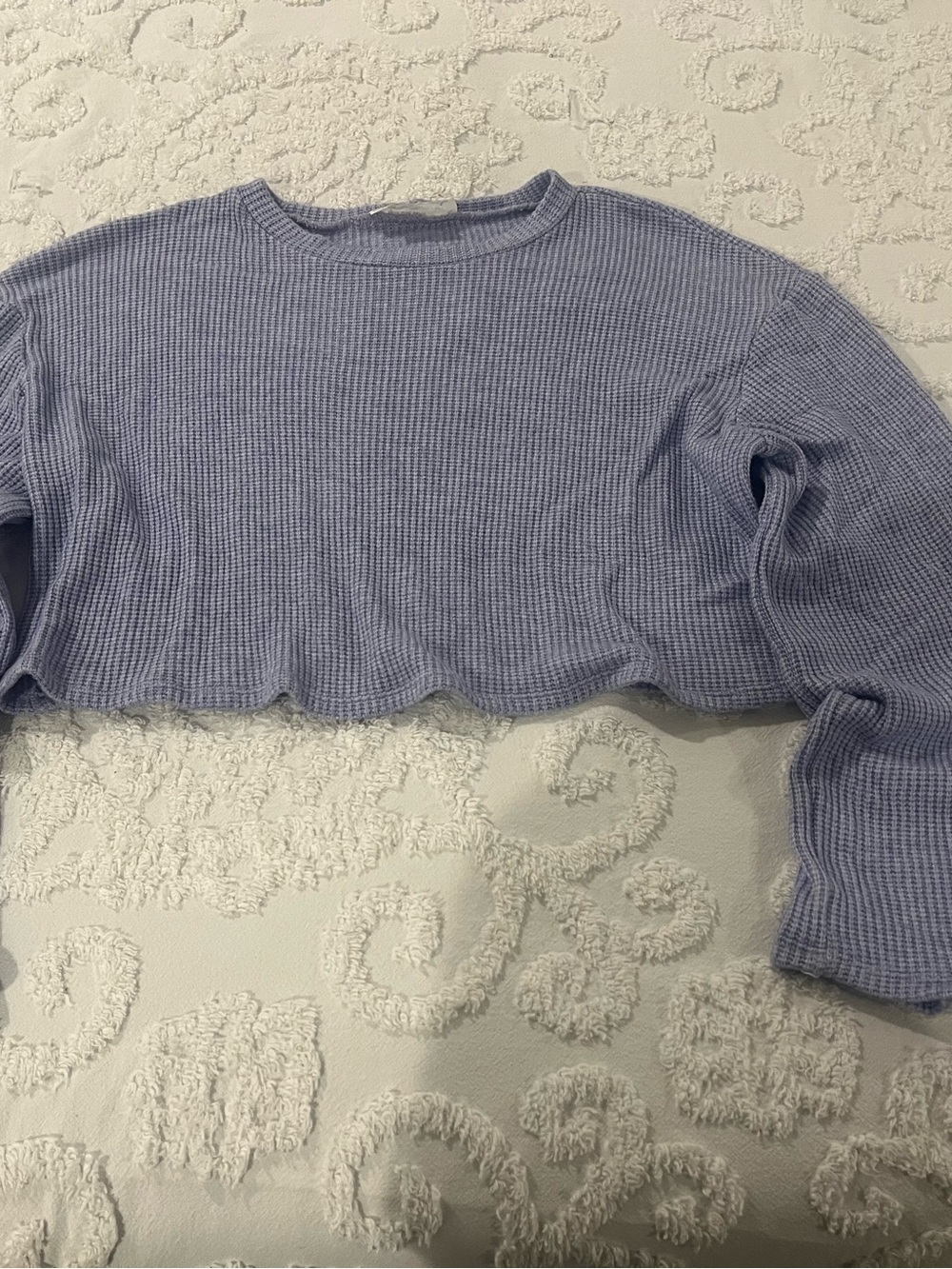 Urban Renewal Cropped Waffle Knit Top in Lavender